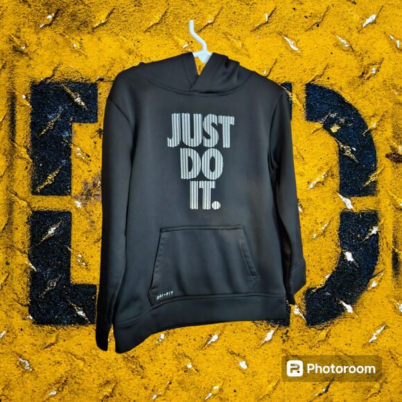 Nike‎ Black Just Do It Hoodie Size 7/L - Picture 1 of 2